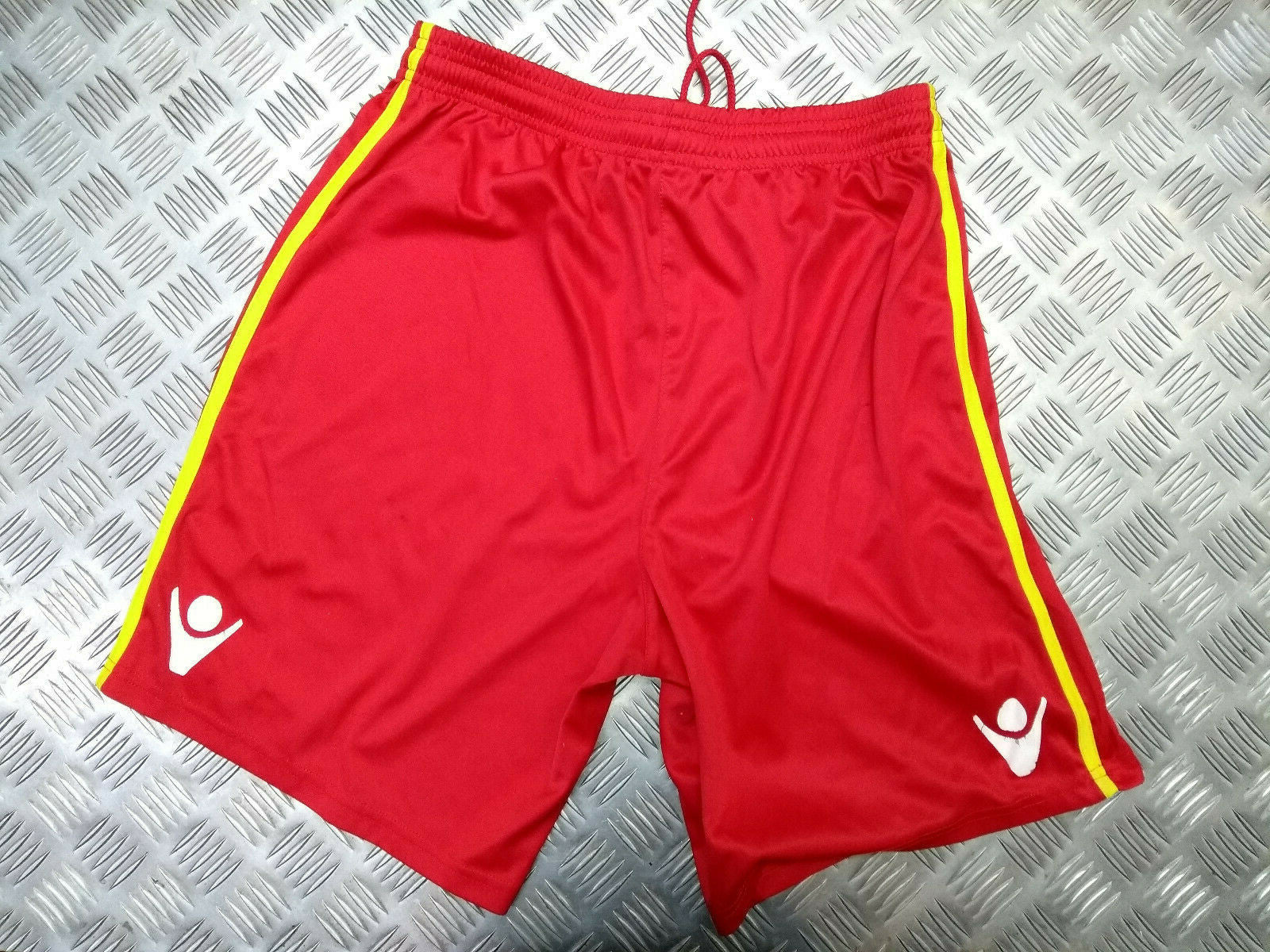 Macron Red Shorts with Drawstring Fastening 100% Polyester Medium - Used