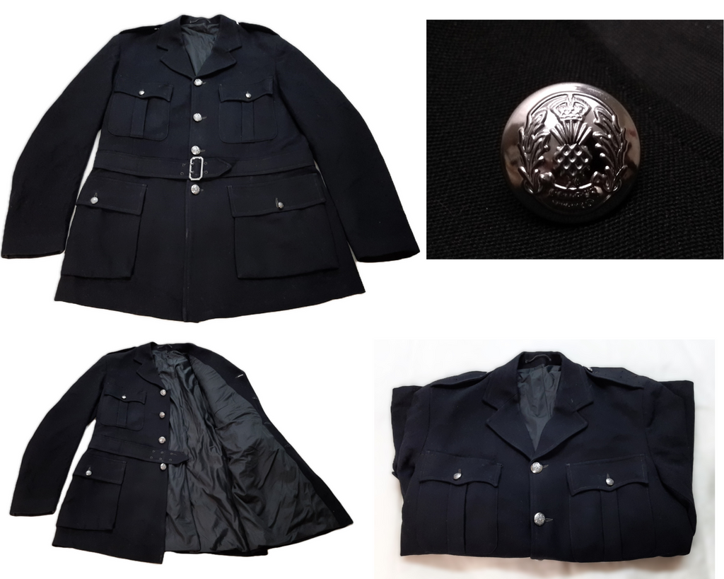 Old Bill Vintage Uniform Jacket Kings Crown 4 Pocket Scottish Pattern With Belt