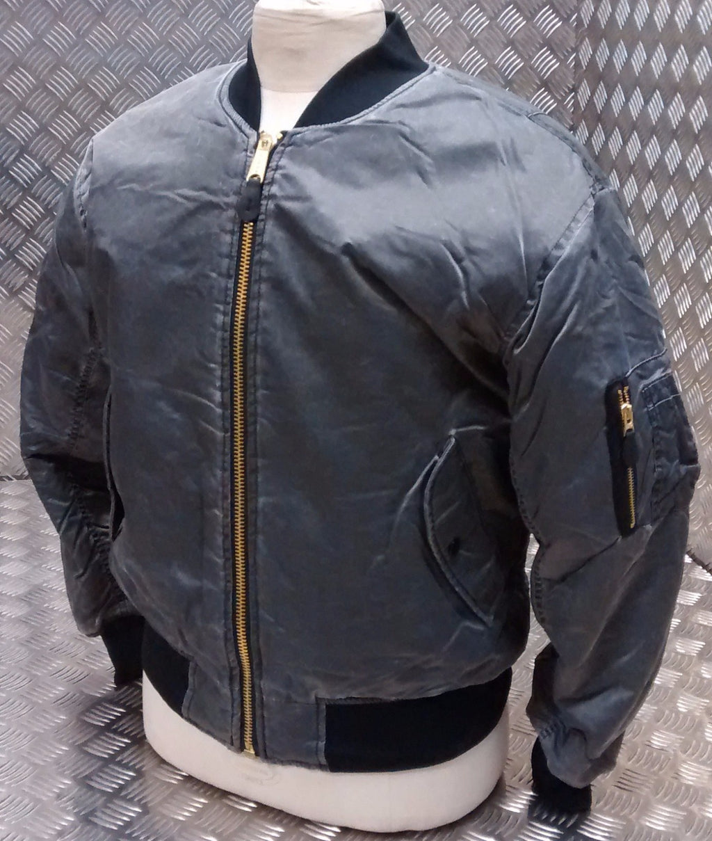 MA1 US Military Style Bomber Jacket Black Stone Washed - NEW
