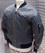 MA1 US Military Style Bomber Jacket Black Stone Washed - NEW
