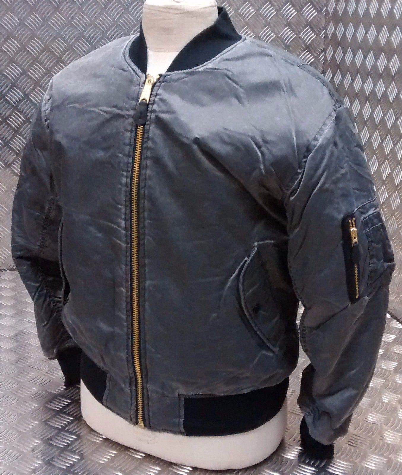 MA1 US Military Style Bomber Jacket Black Stone Washed - NEW