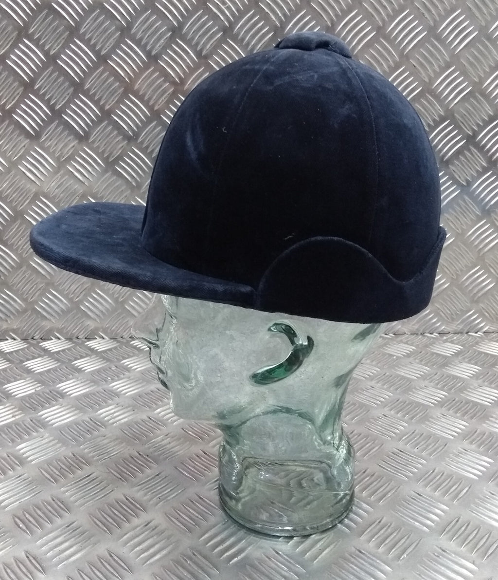 Patey Cap Navy Velvet Covered Hand Made - Navy Hunt Cap Riders Show Cap 59cm