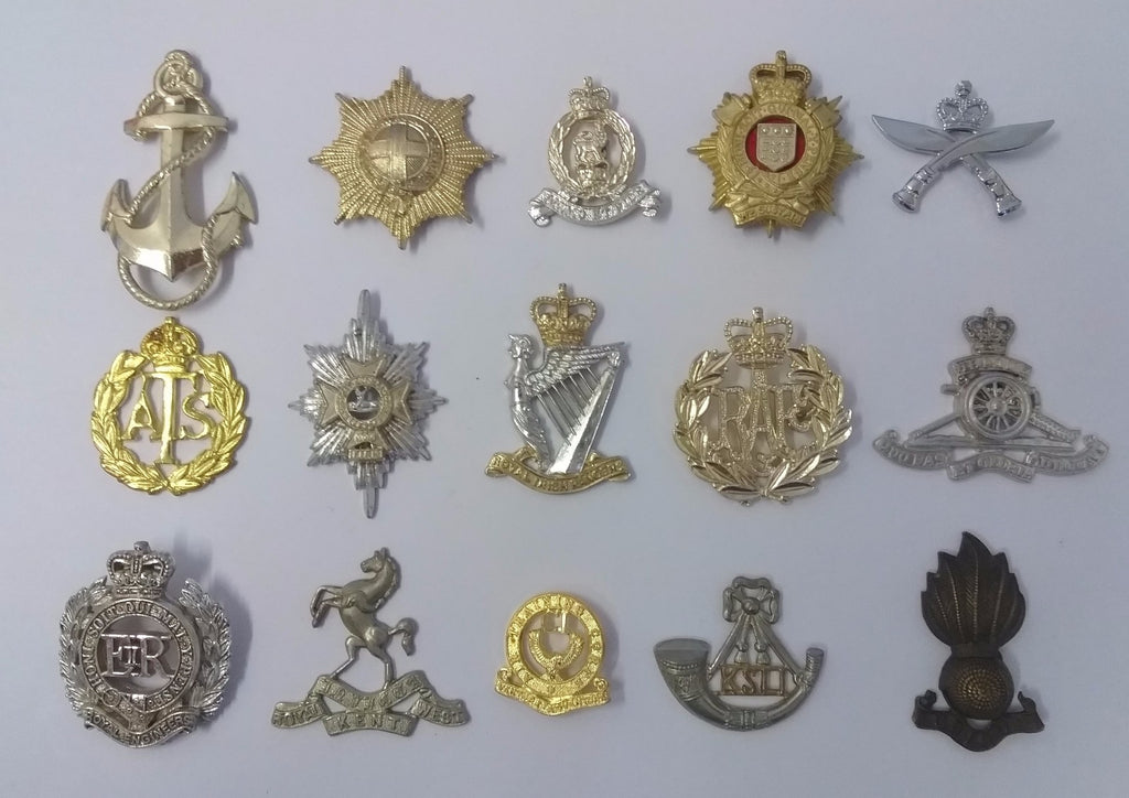 British / Other Metal Hat / Cap / Collar Badges Assorted Faulty