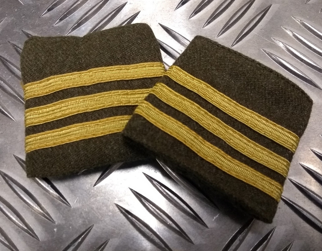 Khaki Wool Serge Rank Slide 3 Braided Gold Bars Vintage Issue