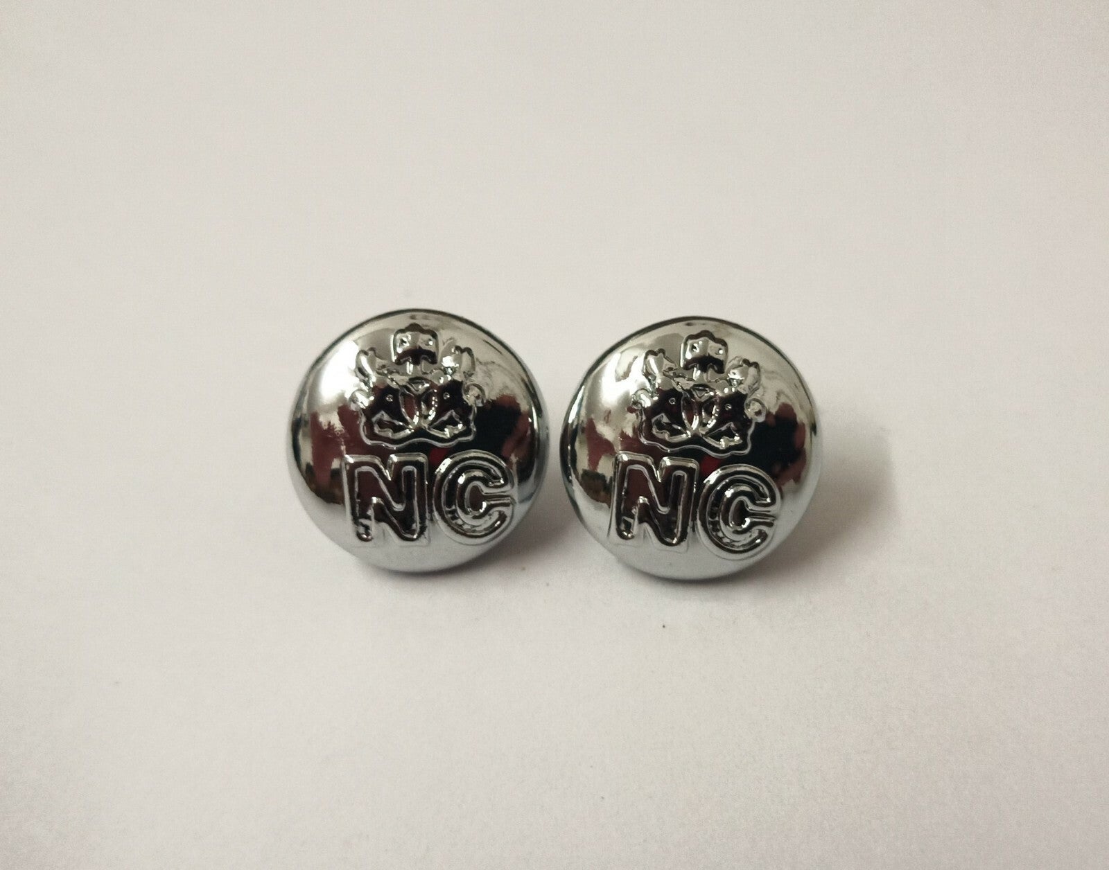 Nigerian Forces Unity NC Crest Insignia Ringed Silver Buttons 12mm V0198 X6