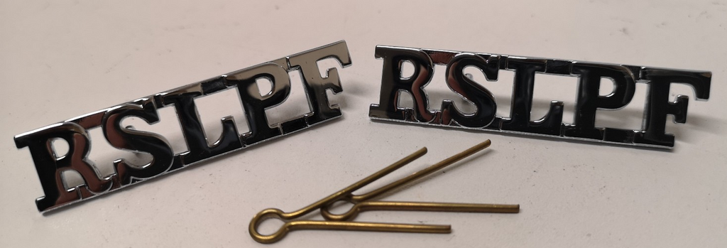 Royal St Lucia RSLPF Shoulder Titles Chrome-plated Overseas Territory