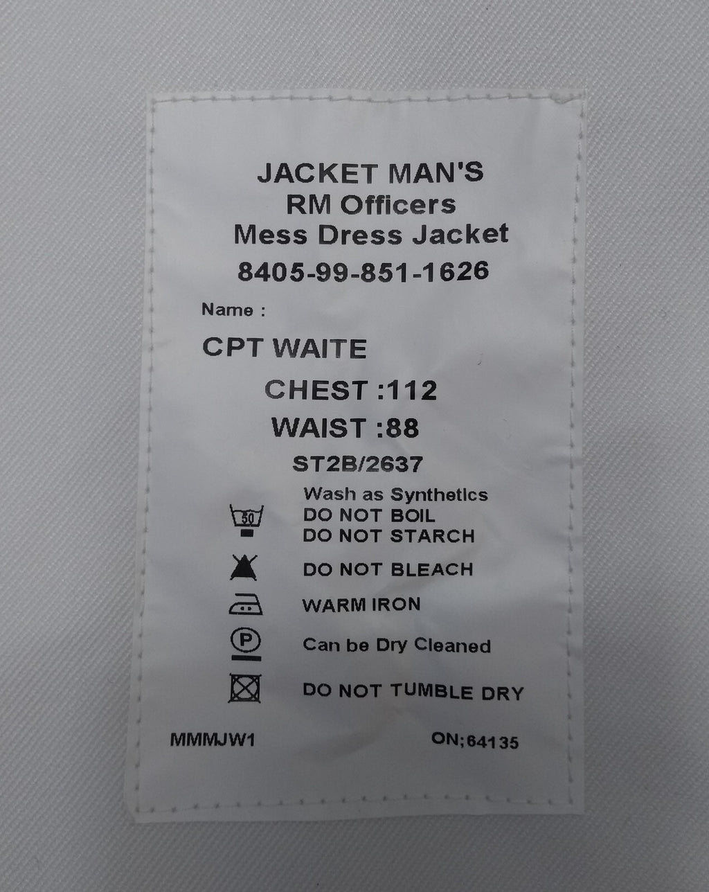 RM Royal Marines Mess Jacket White British Royal Dress Jacket Assorted Sizes