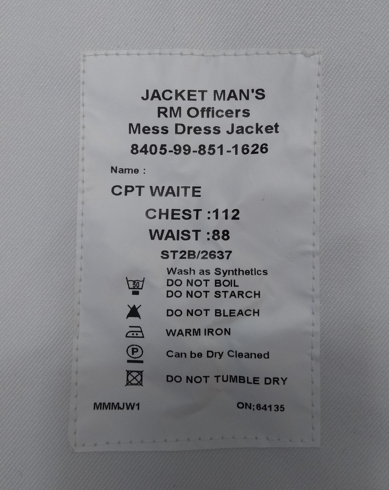 RM Royal Marines Mess Jacket White British Royal Dress Jacket Assorted Sizes