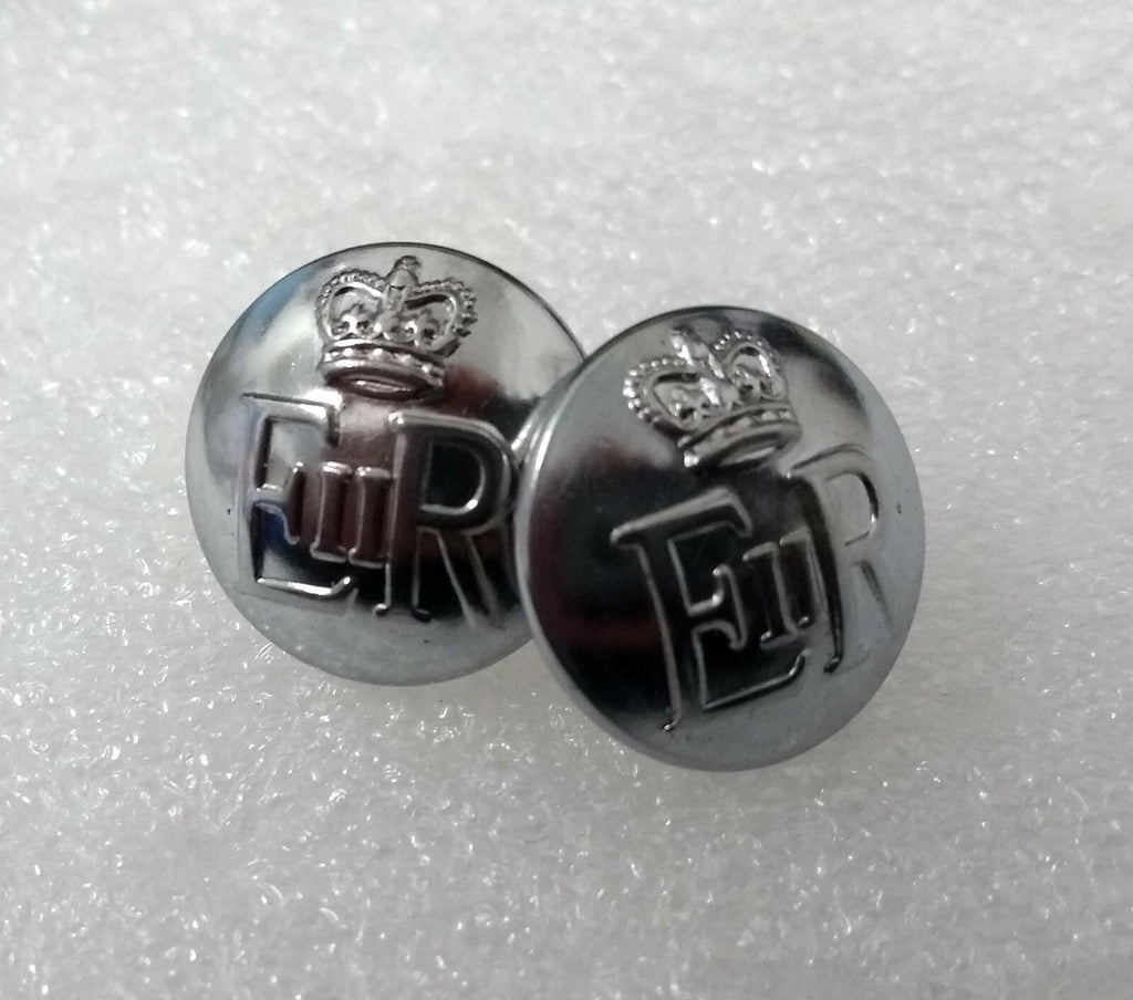 Genuine British Made Issue E R Crown Silver Buttons 30L 19mm