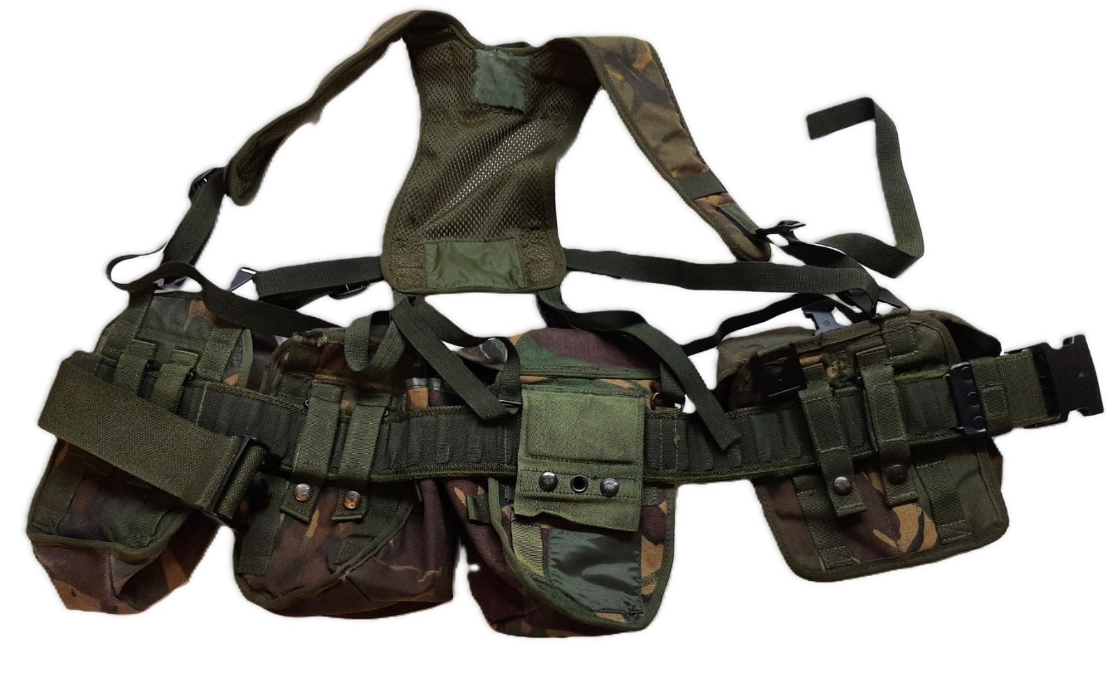 Airborne Army Webbing British DPM Camo Assault Belt Yoke & Assorted Pouches (4)