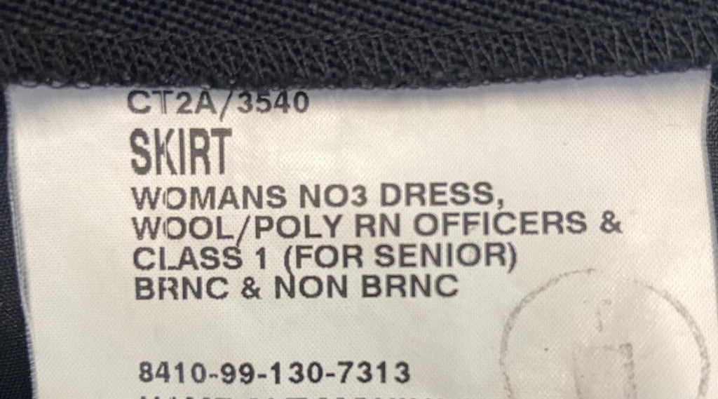 Skirt No3 & CL1 Officers Wool Poly British Royal Navy WRNS BRNC RN Size 74cm Reg