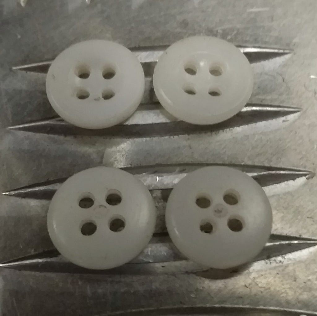 Genuine Vintage Issue 4 Hole Plastic Buttons Naval White X4 11mm