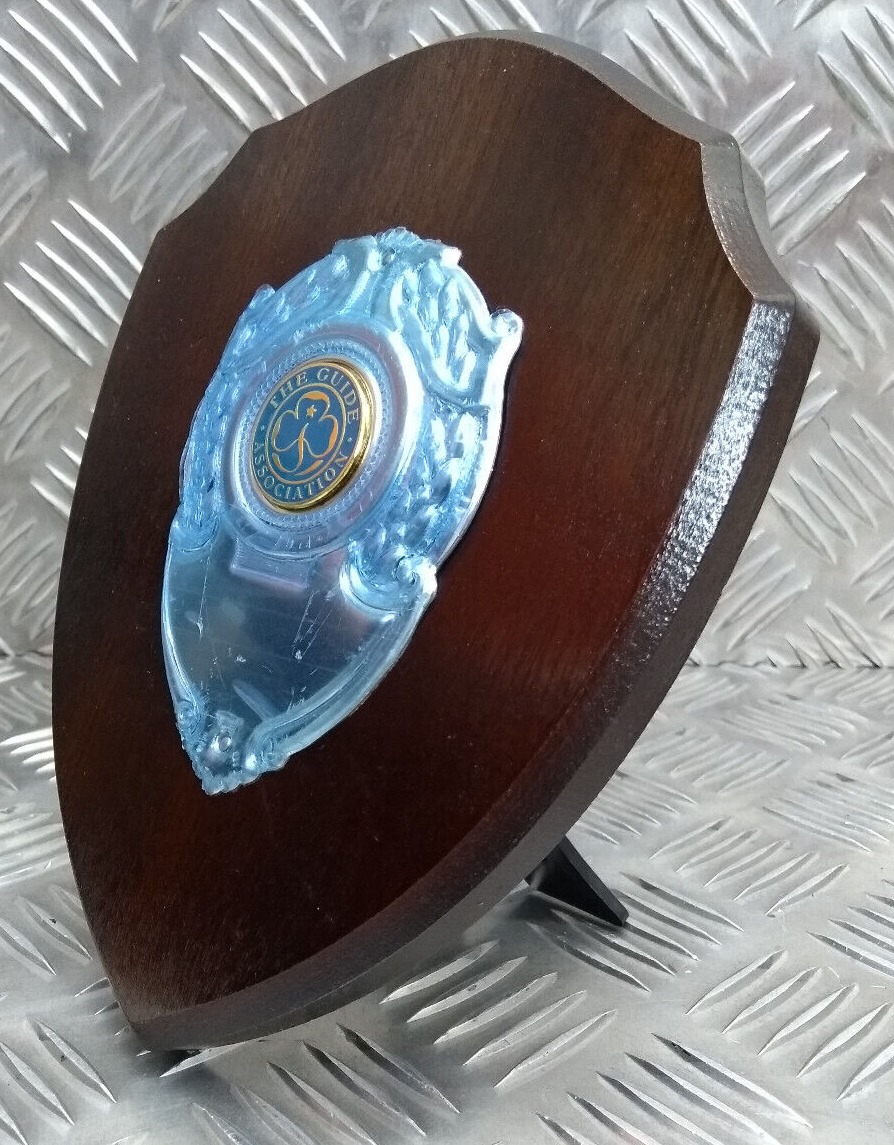 The Guide Association Wooden Shield Plaque with Metal Badge made in 1995