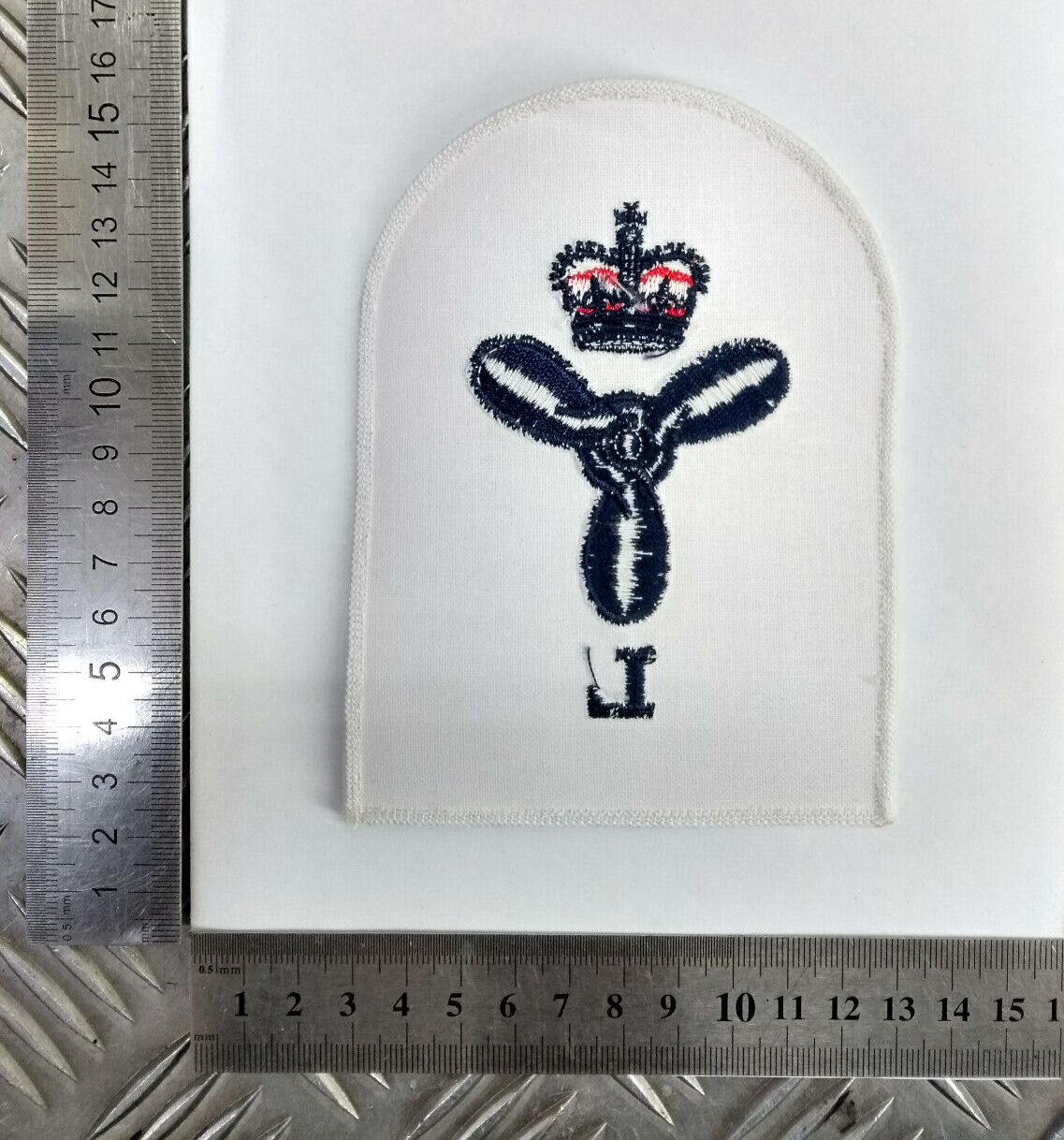 Engineering Mechanic L Qualification Patch British Royal Navy Blue on White