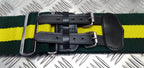 Stable Belt 75mm Green with Yellow Stripes Double Leather Straps UK Made SMALL