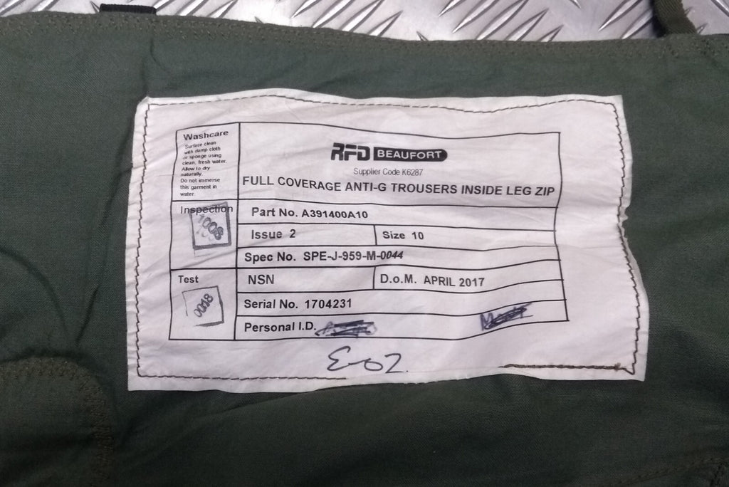 Anti G Trousers Fighter Pilot Aircrew Full Coverage Beaufort Full Zip RFD