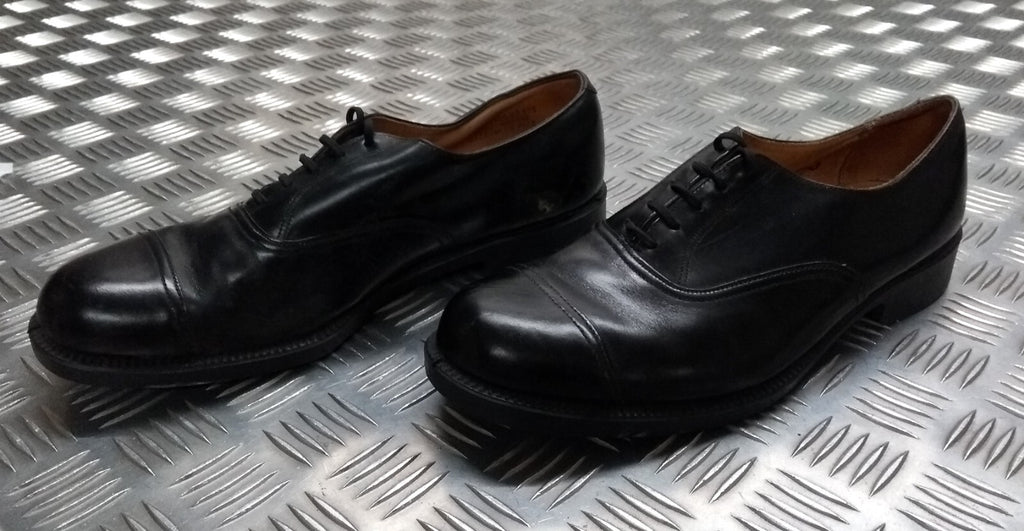 Service Shoes Black Leather British Army Pattern DMS Sole Toe Cap Section USED