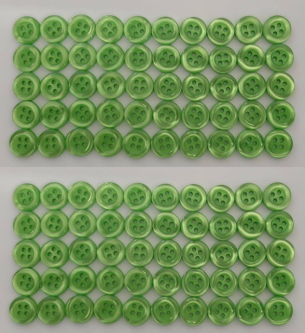 Buttons 100 Vintage 4 Hole Shirt / Shank Anchors Pearlesque Lime 11.3mm NOS
