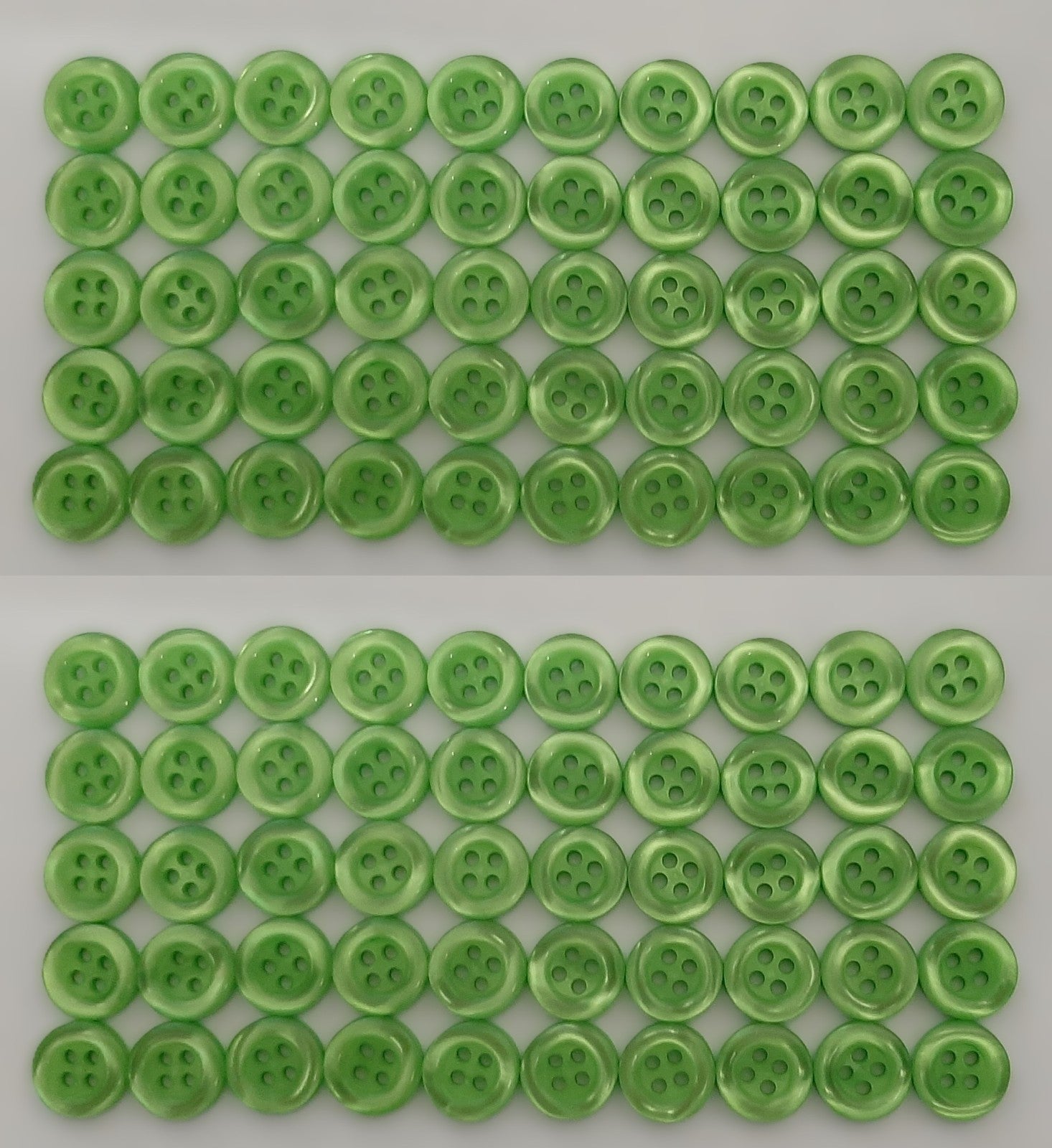 Buttons 100 Vintage 4 Hole Shirt / Shank Anchors Pearlesque Lime 11.3mm NOS