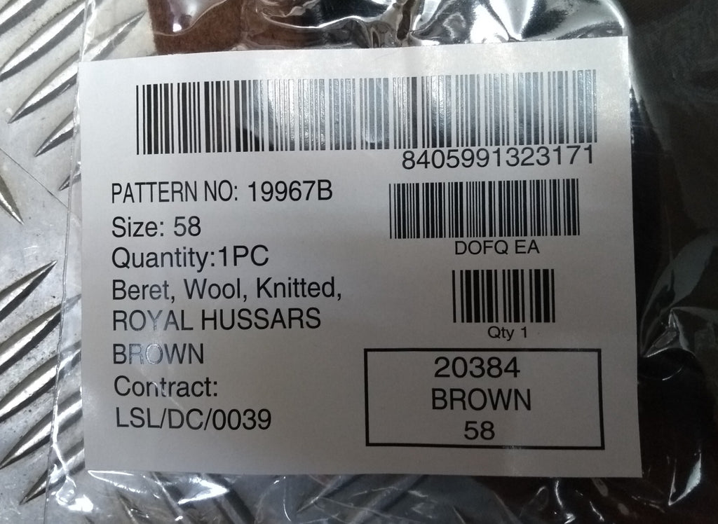 The Royal Hussars Brown Wool Beret British Army issue Size 58cm NEW