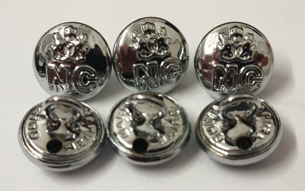 Nigerian Forces Unity NC Crest Insignia Ringed Silver Buttons 12mm V0198 X6