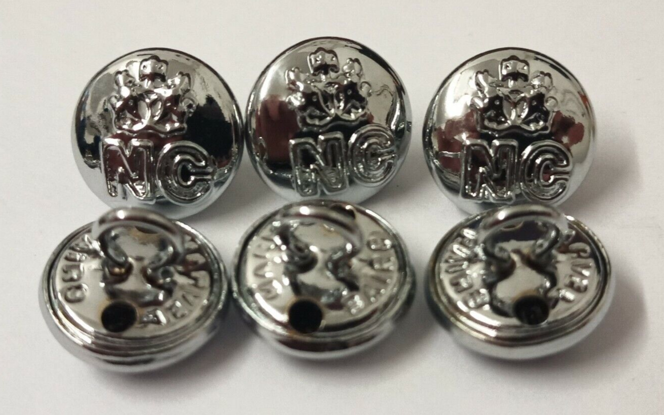Nigerian Forces Unity NC Crest Insignia Ringed Silver Buttons 12mm V0198 X6