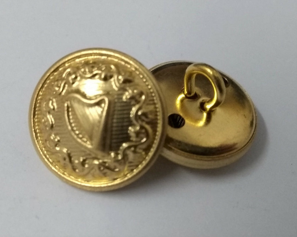Vintage Irish Harp Ring Back Buttons x 2 ASBT195