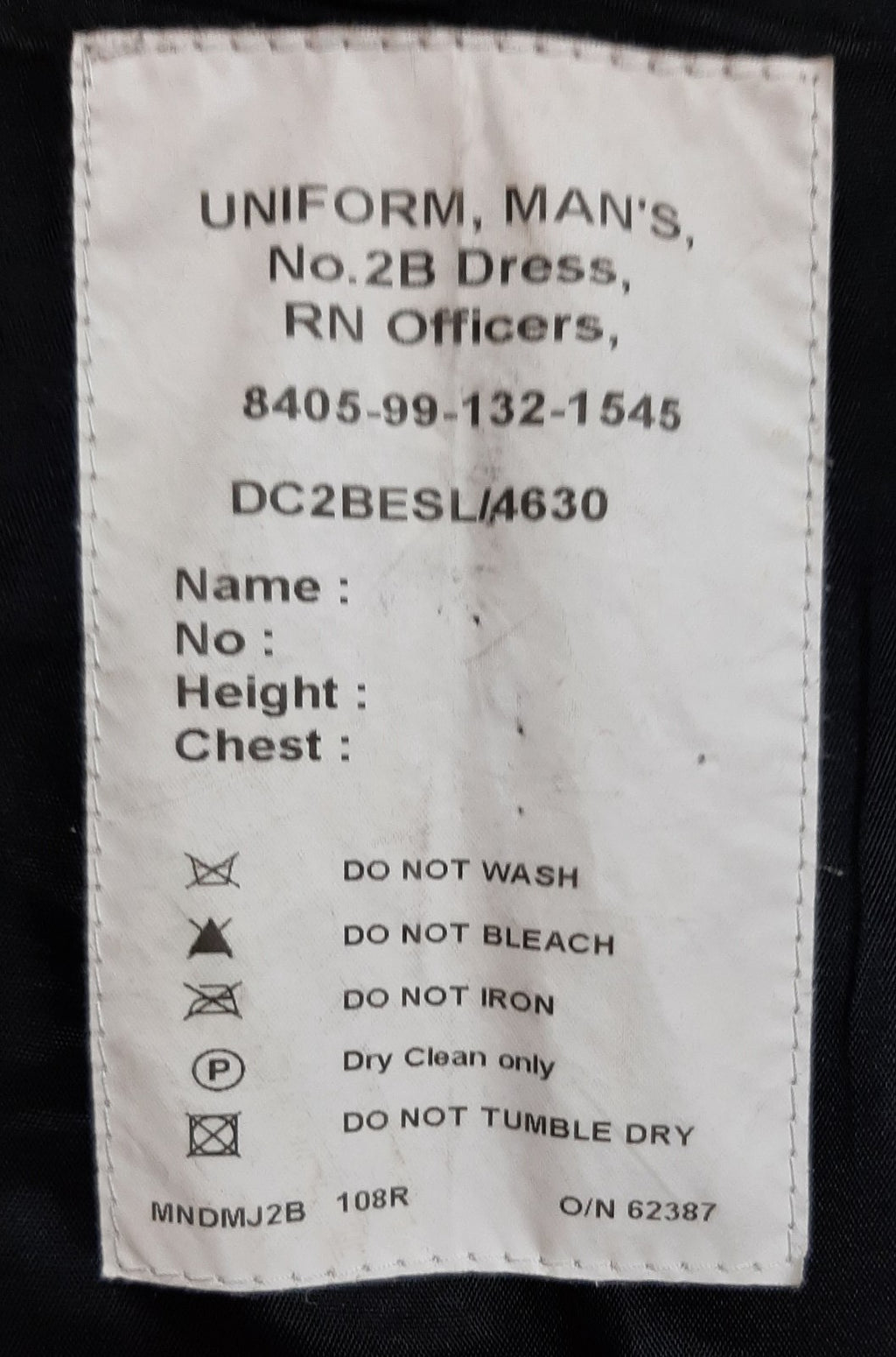No2B Mess Jacket British RN Mess Kit OFCs Lt Cdr Size 108cm Regular