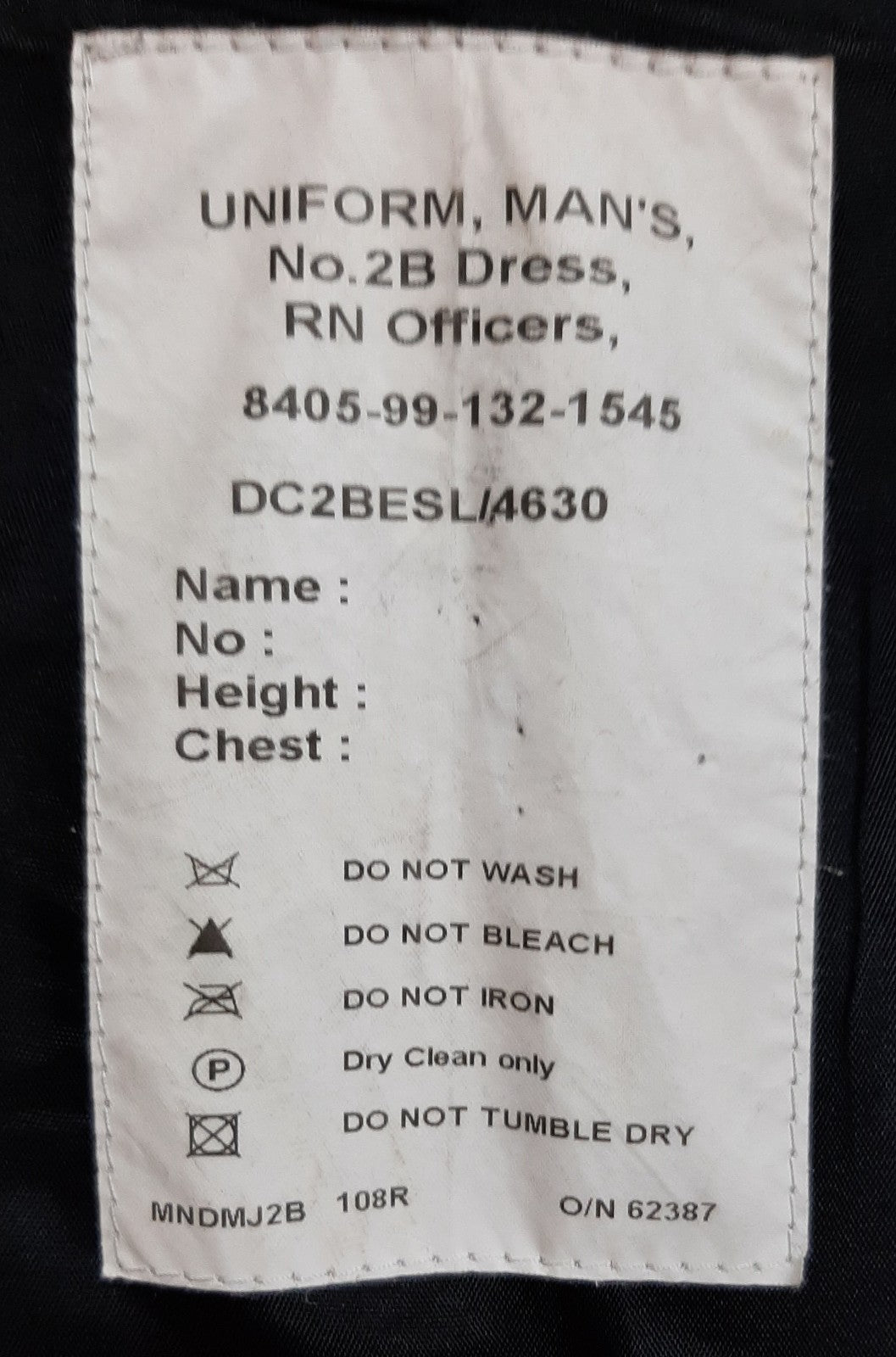 No2B Mess Jacket British RN Mess Kit OFCs Lt Cdr Size 108cm Regular