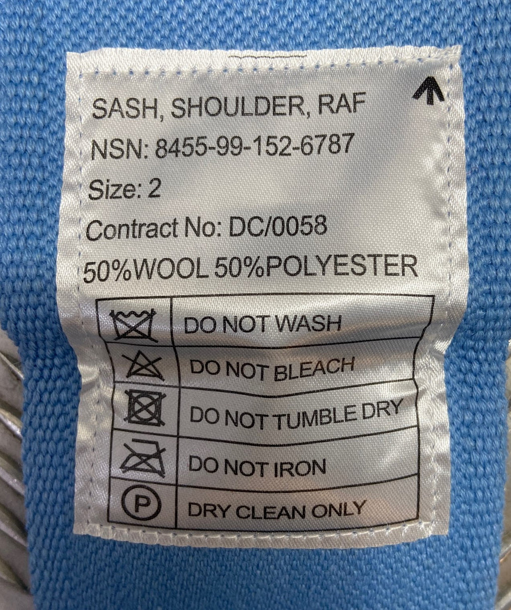 Shoulder Sash RAF Royal Air Force WO SNCO Light Blue Air Force Size 2 - NEW