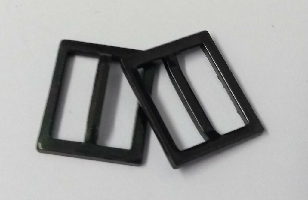 Subdued 1/2" Buckle Small Black Metal Chin Strap Buckle Sliders 1 Pair