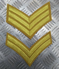 Genuine British Army Issue Gold Braided Chevrons On Mustard Felt Parade Stripes