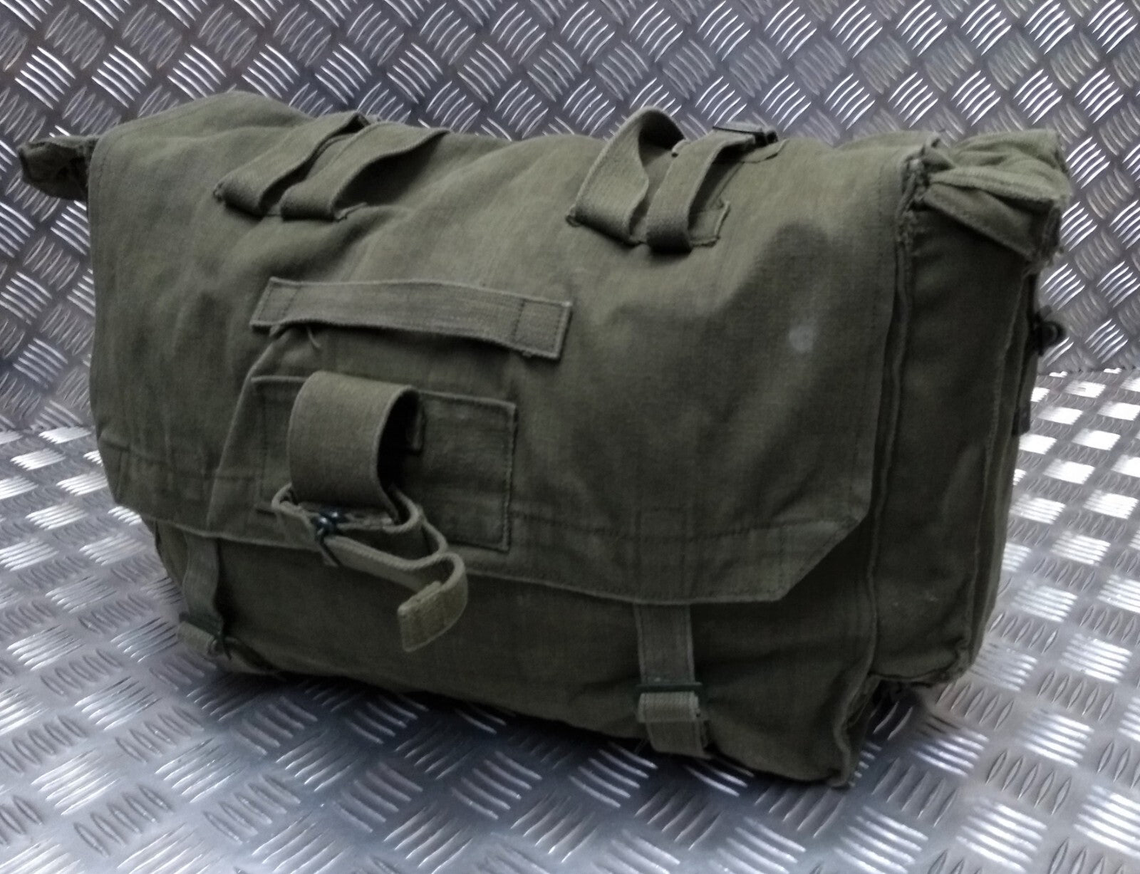 Vintage Army Pack Large Heavy Duty Canvas Pannier Side Webbing Bag Assorted