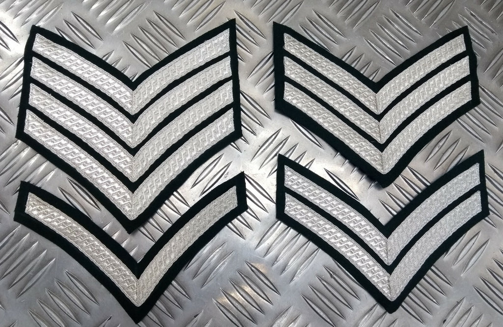 Genuine British Issue Mess Dress Rank Chevrons Silver Braid On Green