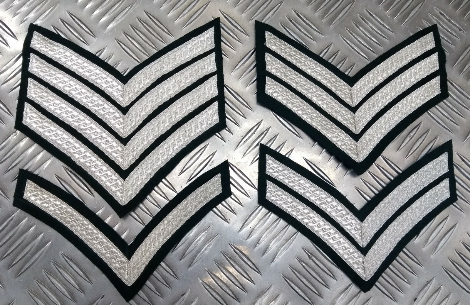 Genuine British Issue Mess Dress Rank Chevrons Silver Braid On Green