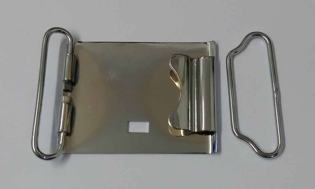 62mm Chrome Buckle Plate Buckle Set No Insignia British Issue New