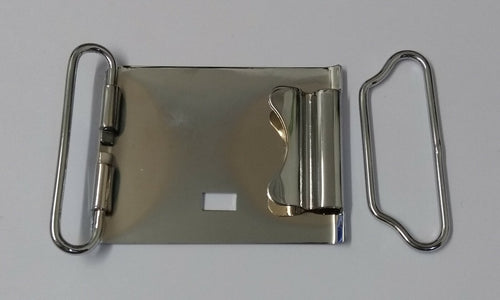 62mm Chrome Buckle Plate Buckle Set No Insignia British Issue New