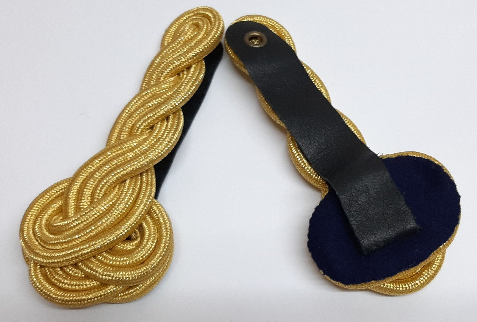 Bandsman Shoulder Cords 3 Ply With Blue Felt Back & Leather Straps British Made