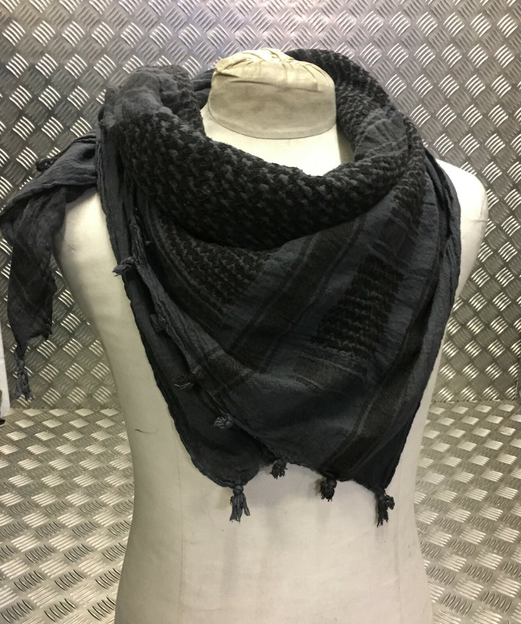 100% Cotton Shemagh / Arab Scarf / Pashmina / Wrap/Sarong Subdued Grey/Black NEW