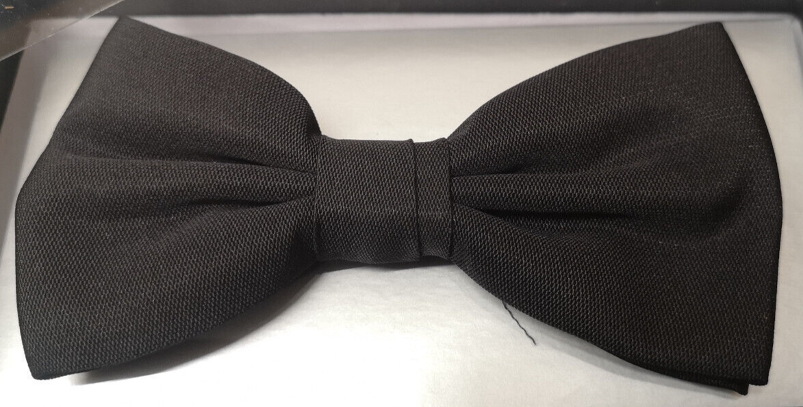 Black Silk Bow Tie Made In The UK Boxed Ready Tied