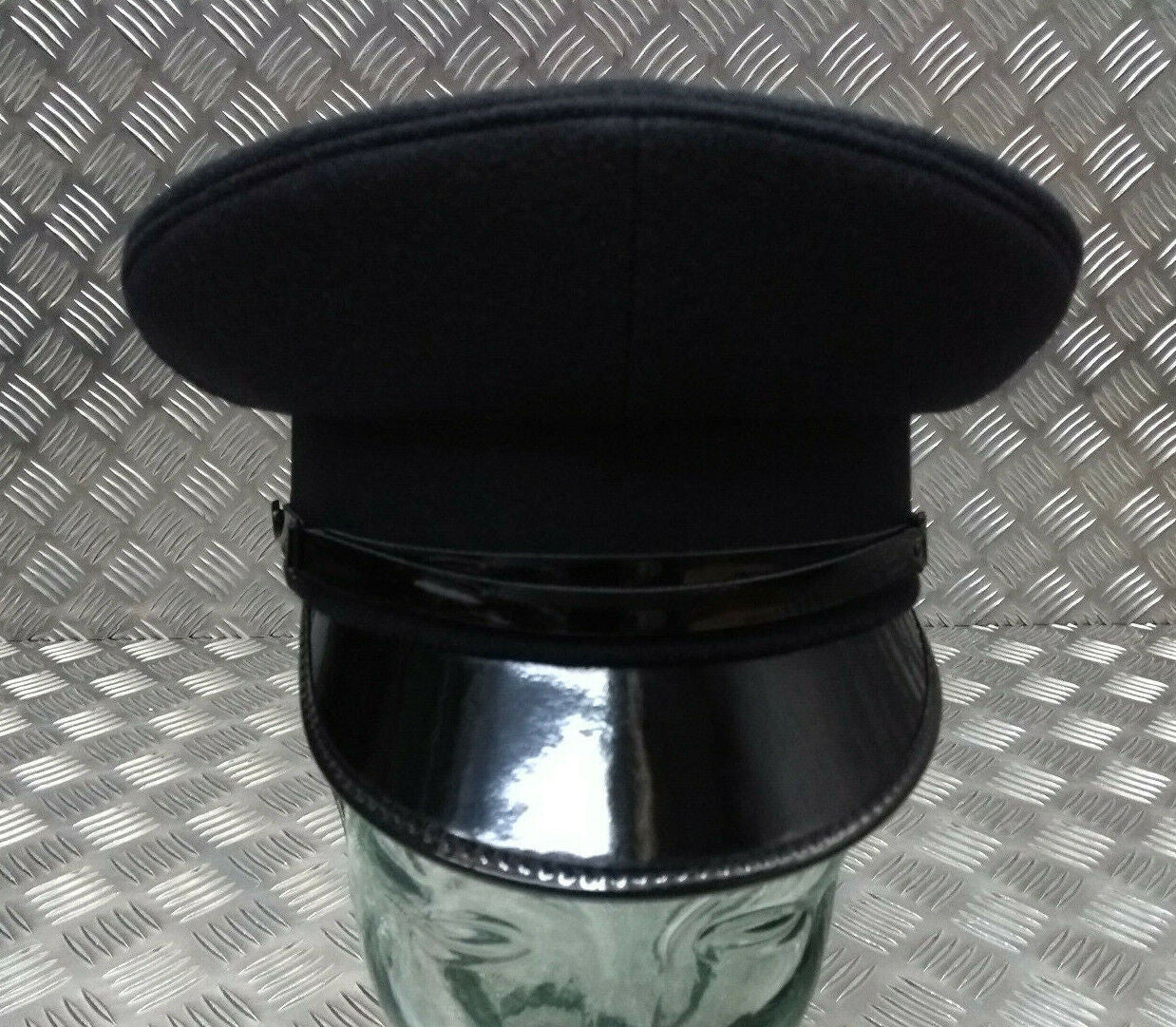 British Made Officers Captains Style Peaked Visor Black Cap Size 53cm - NEW