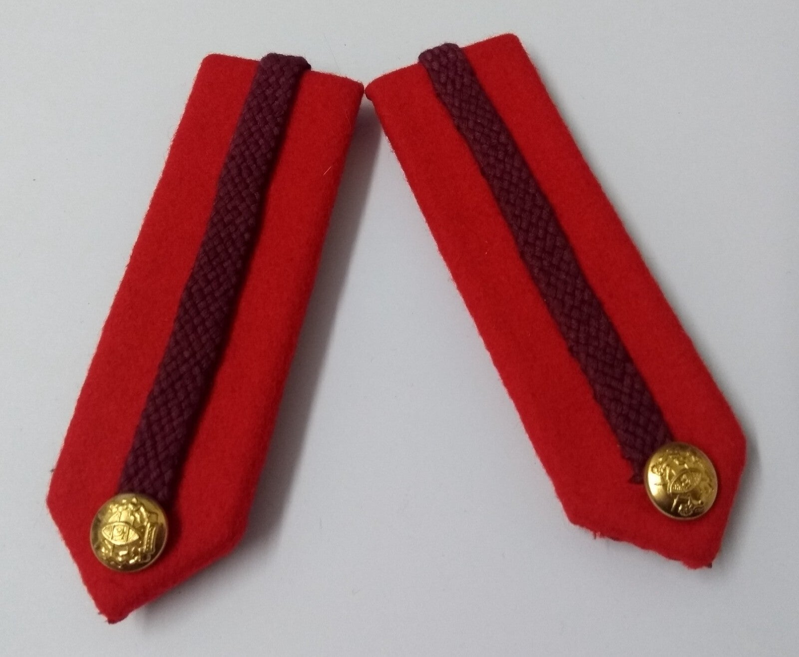 SNR Rank Gorgets Scarlet Red Melton & Maroon Braid Detail For Senior Officers