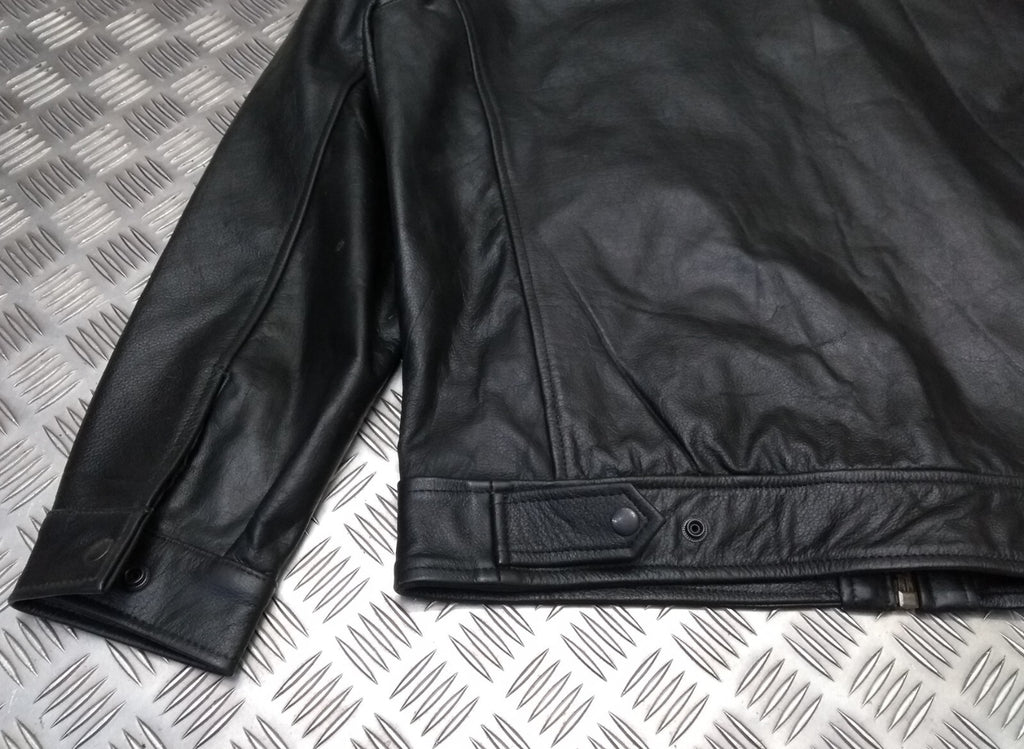 Leather Bomber Jacket Full Collar CWU Style Black Lined Casual Zip Front Coat