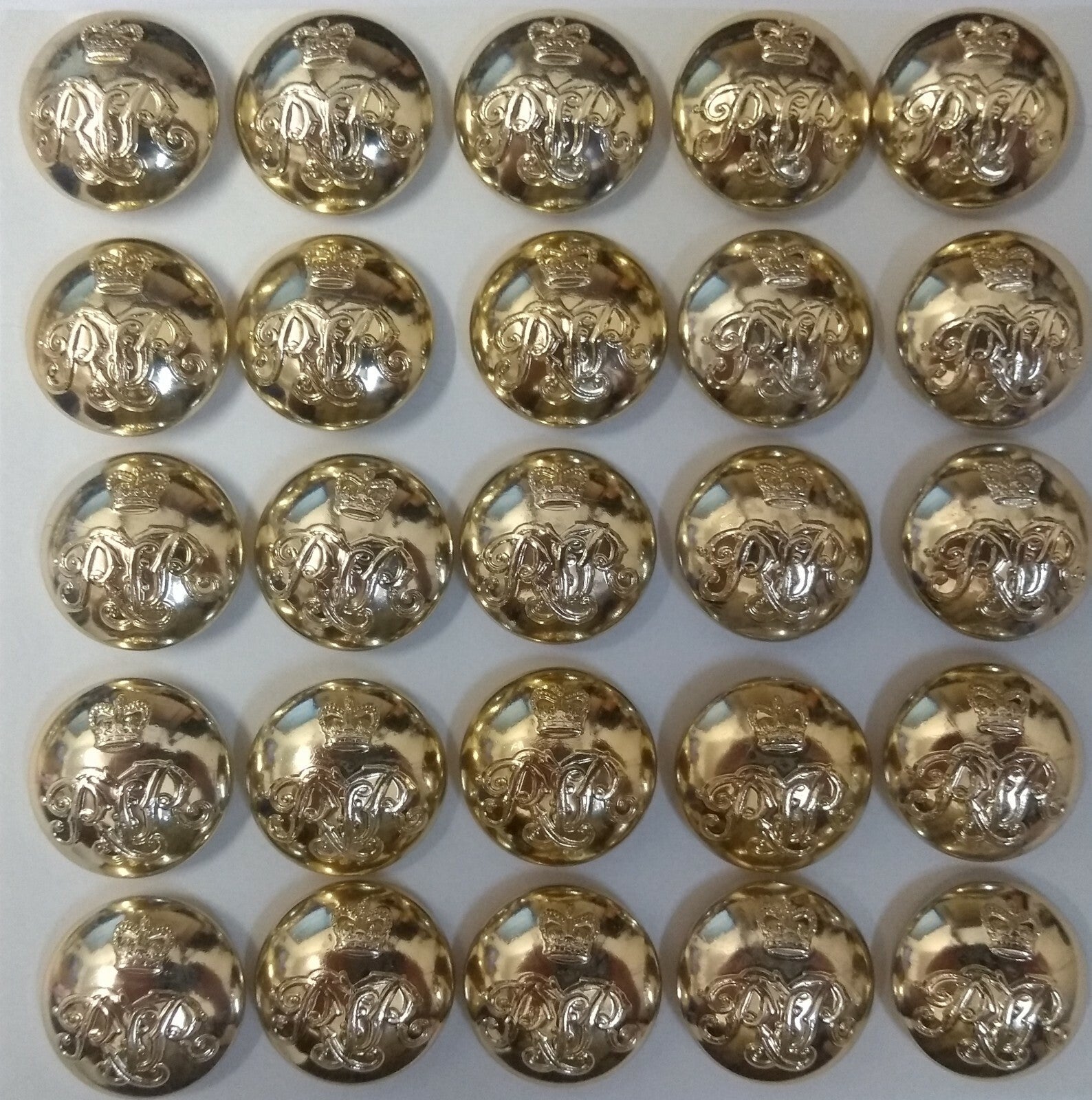 Genuine British Army The Royal Tank Regiment RTR No1 No2 Dress Buttons 30L x25