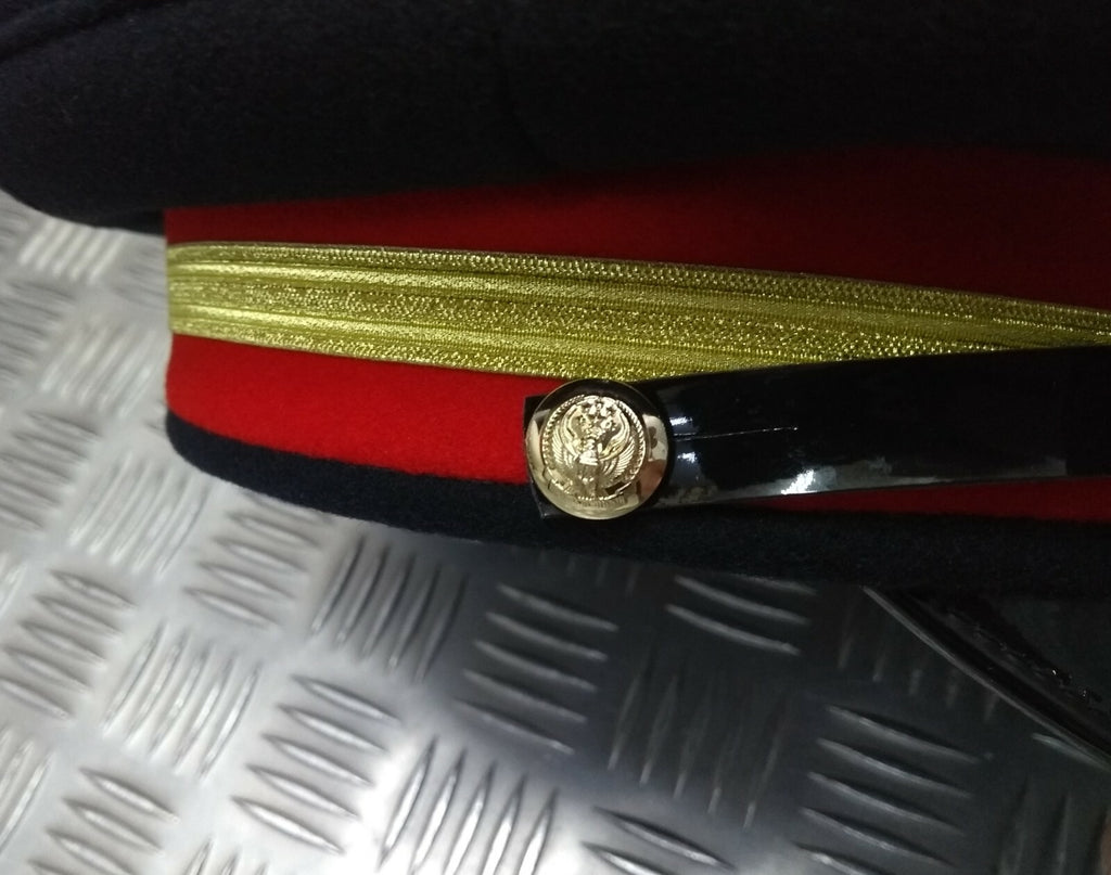 Abu Dhabi Hat UAE Insignia Buttons & Black Chinstrap Officers Hat No Badge 56cm