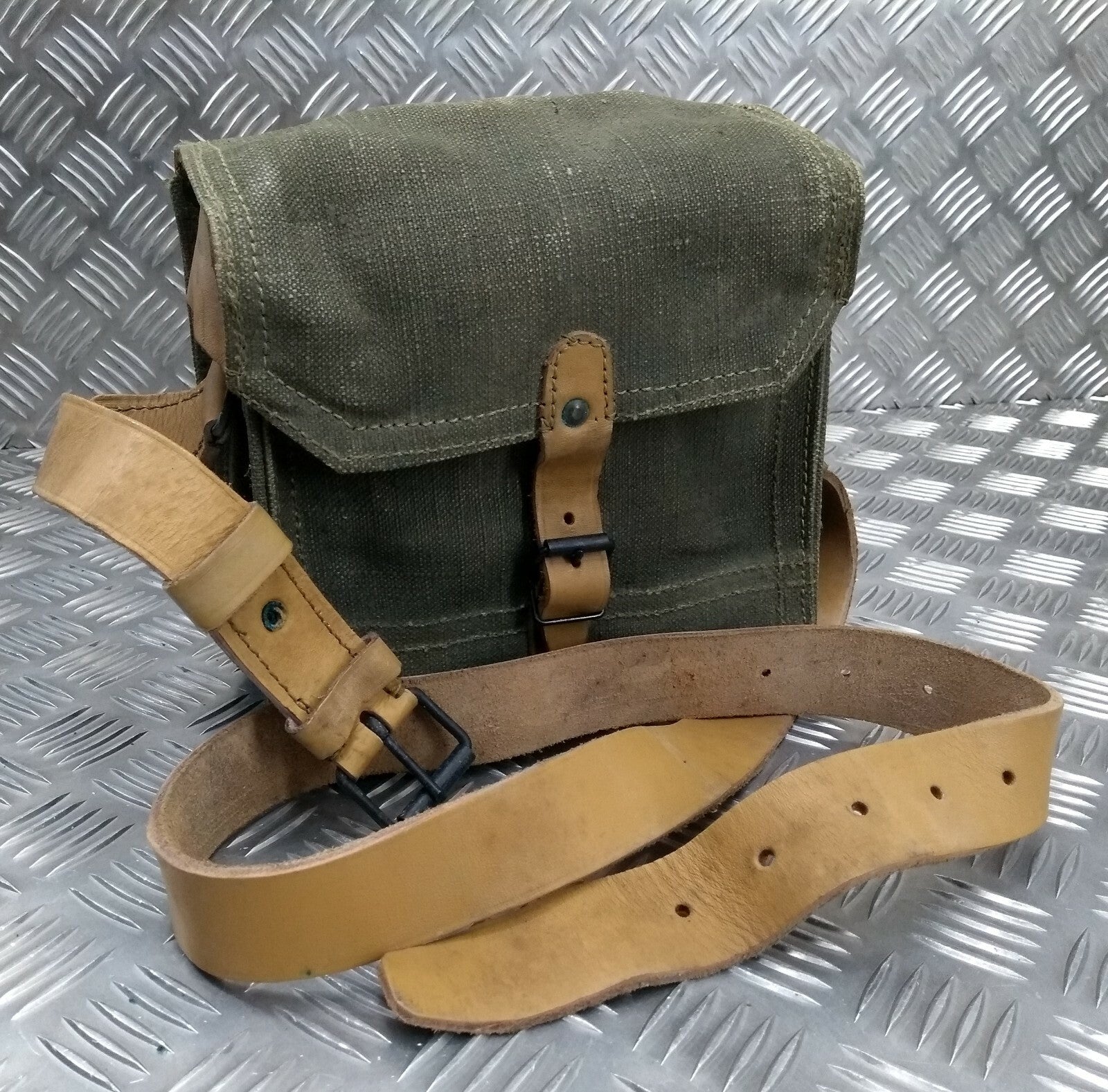 Genuine Vintage French Canvas Utility or Ammunitions Side Bag Carrier