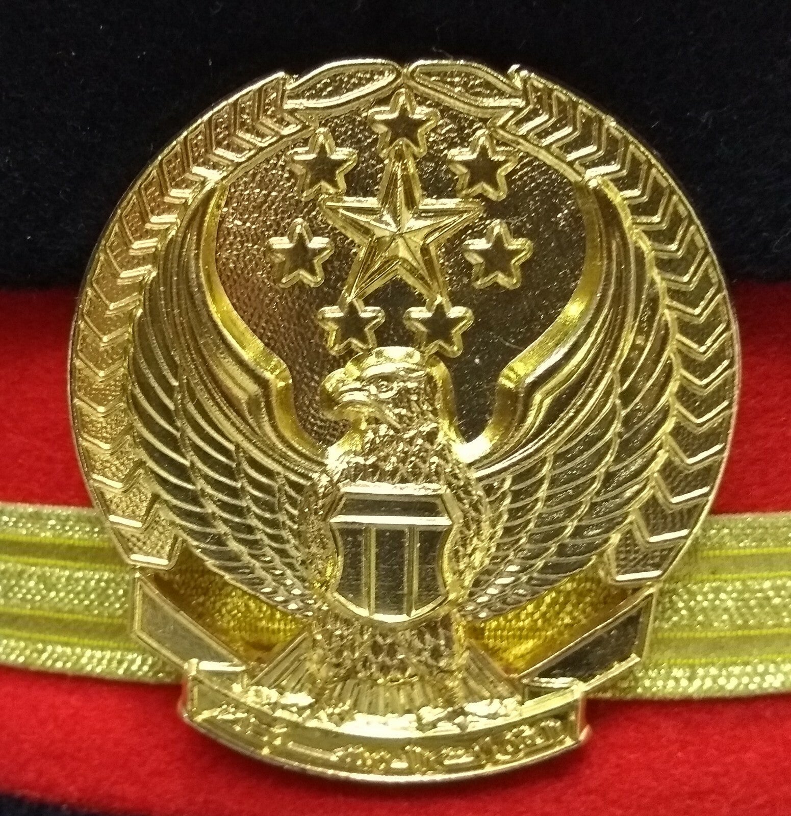 Abu Dhabi Hat UAE Insignia Buttons & Black Chinstrap Complete Officers Hat 56cm
