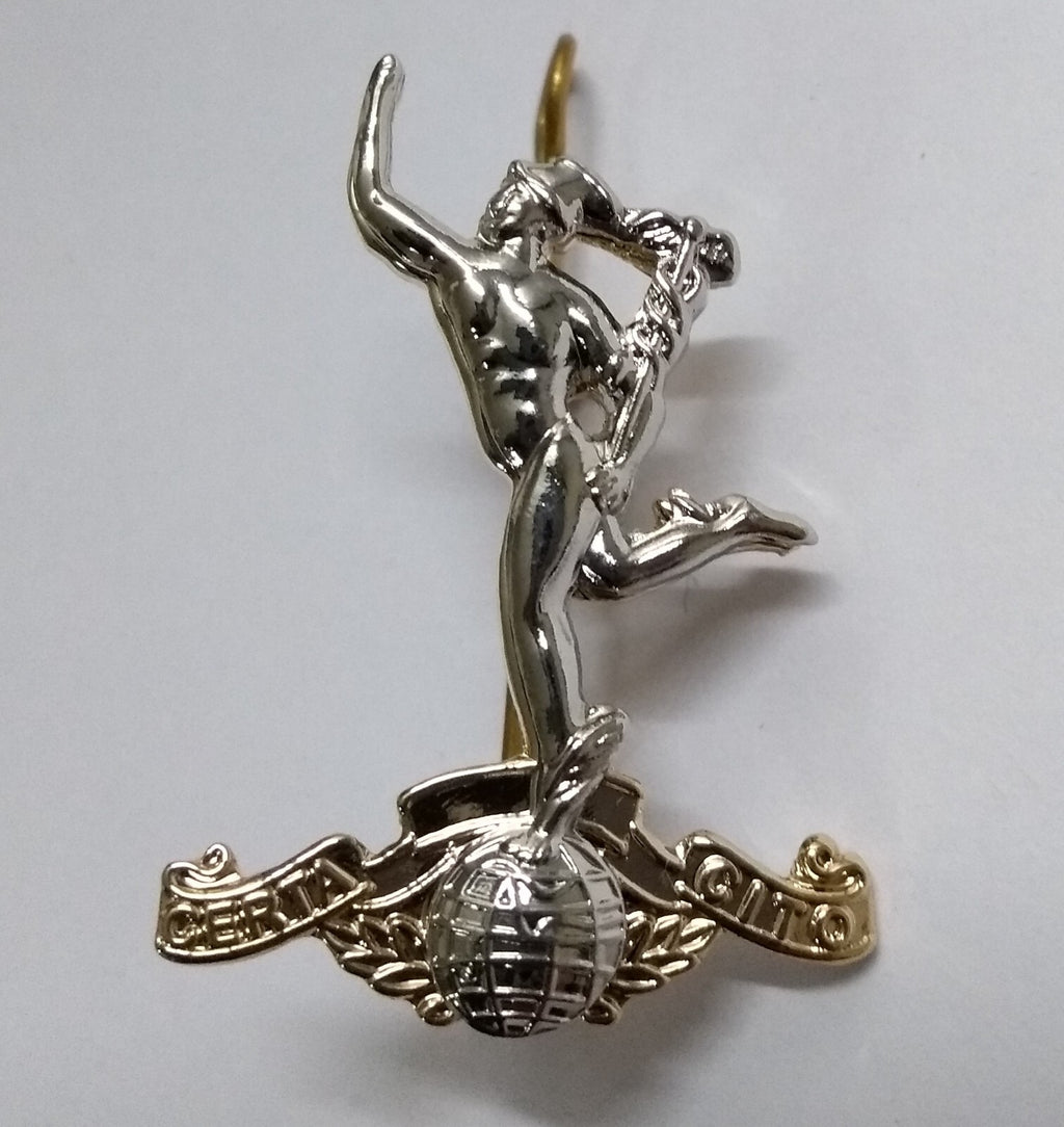 Signals Collar Dogs Army Royal Insignia "Certa Cito" Metal Badges Split Pin