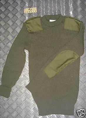 Genuine British Army, Green Commando Wool Jumper. Crew Neck Very Warm Size - 36"