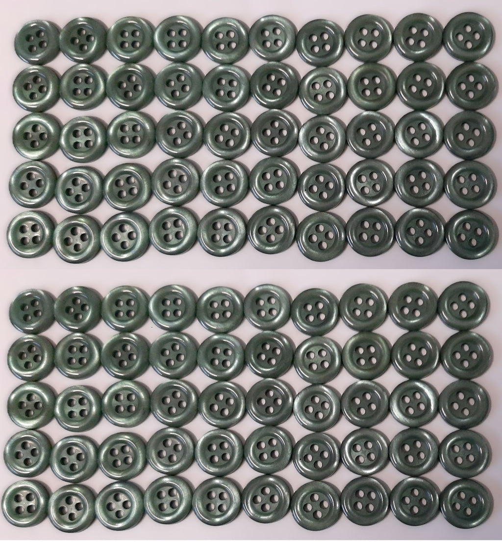 100 Vintage Buttons 4 Hole Shirt / Shank Anchors Pearlesque Green 11mm old Stock